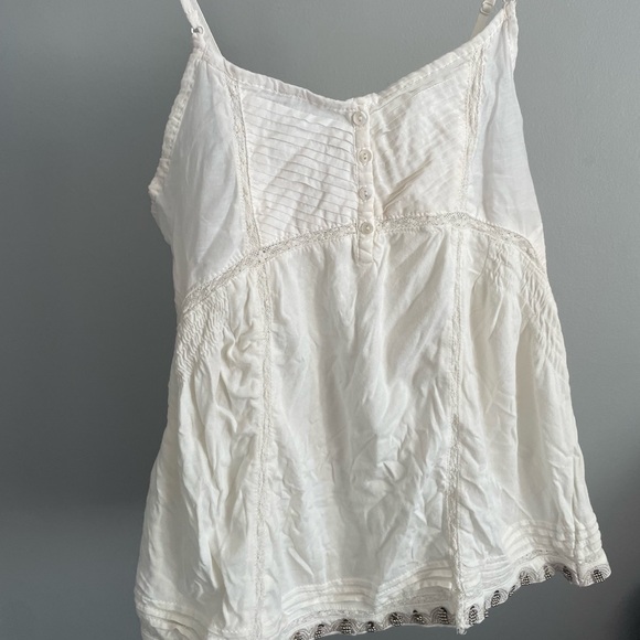 Flowy white tank top with beaded bottom - Picture 2 of 4